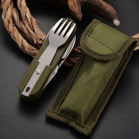 7 In 1 Multifunctional Outdoor Tableware Stainless Steel Foldable Fork, Spoon, Knife Combo