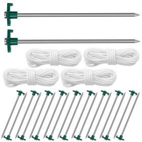 Tent Pegs Ropes Set 20Pcs 9.8in Heavy Duty Tent Stakes Nails Spike with 4x 9.8ft Nylon Ropes Tent Pop Up Canopy Stakes