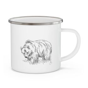 Enamel Camping Mug, Bear Sketch