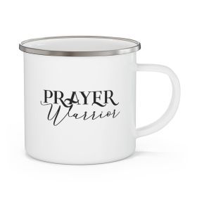 Enamel Camping Mug, Prayer Warrior Black Illustration