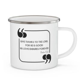 Enamel Camping Mug, Give Thanks To The Lord