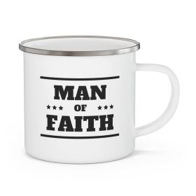 Enamel Camping Mug, Man Of Faith - Black