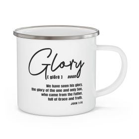 Enamel Camping Mug, Glory - Christian Inspiration, Black