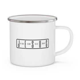 Enamel Camping Mug, Jesus The Truth The Way The Life Black Illustration