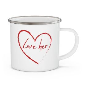 Enamel Camping Mug, Love Her - Red