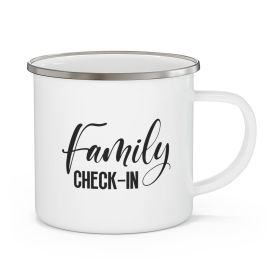 Enamel Camping Mug, Family Check In- Black