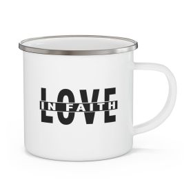 Enamel Camping Mug, Love In Faith - Black