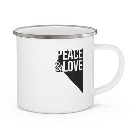 Enamel Camping Mug, Peace And Love