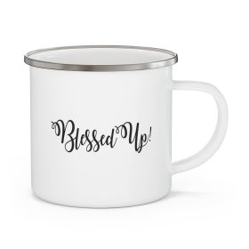 Enamel Camping Mug, Blessed Up - Black