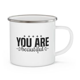 Enamel Camping Mug, You Are Beautiful - Black