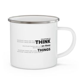 Enamel Camping Mug, Think On These Things - Black