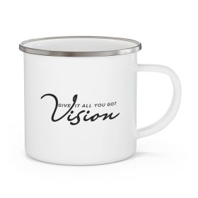 Enamel Camping Mug, Vision - Give It All You Got - Black