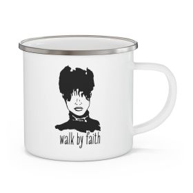 Enamel Camping Mug, Walk By Faith - Black