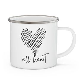 Enamel Camping Mug,  All Heart - Black Line Art