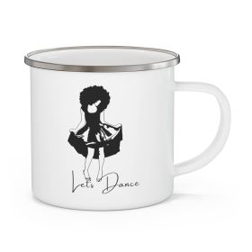 Enamel Camping Mug, Lets Dance - Black Line Art