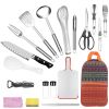 19Pcs Camping Utensil Kit Portable Picnic Cookware Outdoor Kitchen Equipment Campfire Barbecue Gear with Storage Bag