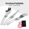 3pcs Foldable Ultralight Fork Spoon Knife Stainless Steel Flatware