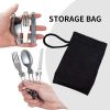 3pcs Foldable Ultralight Fork Spoon Knife Stainless Steel Flatware