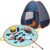 56Pcs Kids Camping Toy Set With Playtent Pretend Oil Lamp Telescope Bonfire Compass Role Play Camping Set