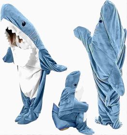 Ambitelligence Shark Blanket Hoodie Onesie For Adults And Kids, Cozy Flannel Shark Costume Shark Sleeping Bag (WB231: 76in)