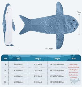 Ambitelligence Shark Blanket Hoodie Onesie For Adults And Kids, Cozy Flannel Shark Costume Shark Sleeping Bag (WB231: 62in)