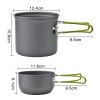 5pcs Compact Outdoor Pot Set For 1-2 People Portable Cookware With Flatware