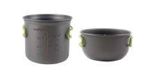 5pcs Compact Outdoor Pot Set For 1-2 People Portable Cookware With Flatware